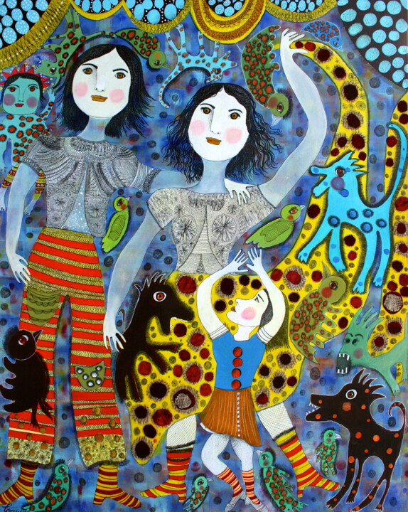 绘画 标题为“Esmeralda danse ave…” 由Claudine Loquen, 原创艺术品