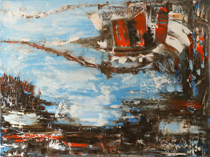 Картина под названием "Abstract Art Origin…" - Lora Pavlova, Подлинное произведение искусства, Масло