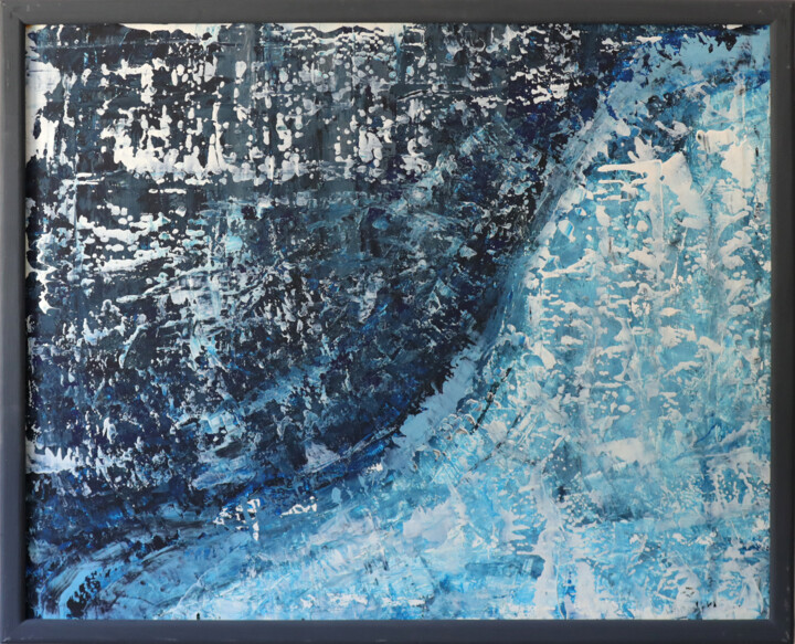 Peinture intitulée "Blue and WhiteIntui…" par Lora Pavlova, Œuvre d'art originale, Huile