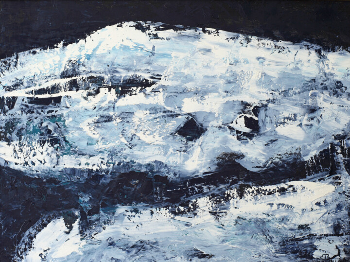Painting titled "Black White Abstrac…" by Lora Pavlova, Original Artwork, Oil