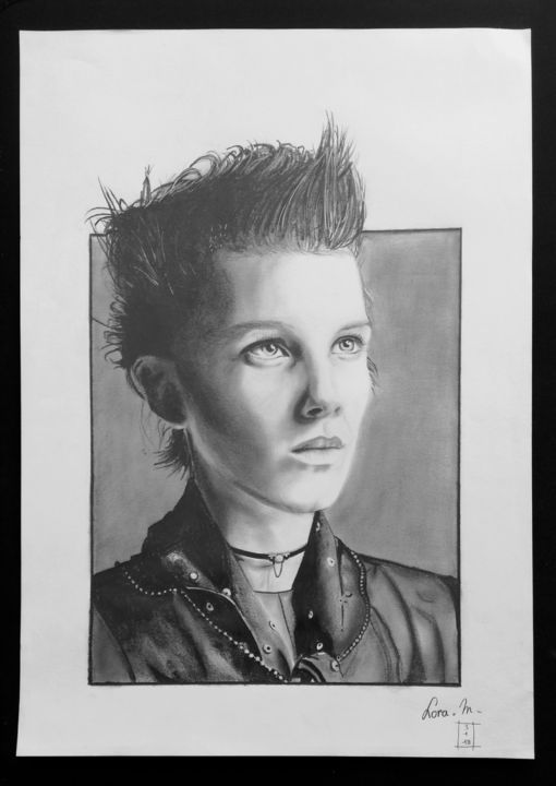 Drawing titled "Millie Bobby Brown" by Lora, Original Artwork, Graphite