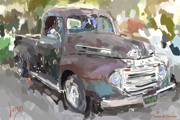 Arts numériques intitulée "Ford Pick-up" par Loran De Cevinne, Œuvre d'art originale, Peinture numérique