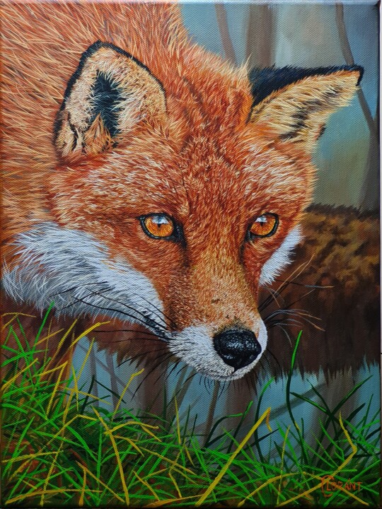 Pintura intitulada "Sly fox" por Lorant Cucui, Obras de arte originais, Acrílico