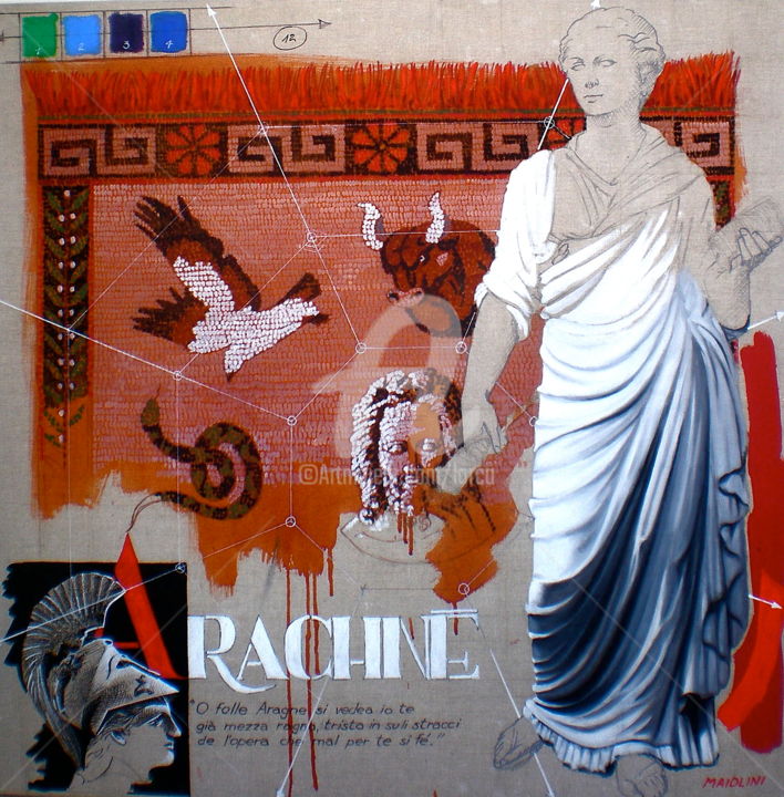 Schilderij getiteld "ARACHNÉ" door Carlo Maiolini, Origineel Kunstwerk