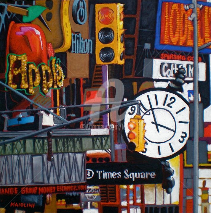 Painting titled "WHAT TIME ?" by Carlo Maiolini, Original Artwork