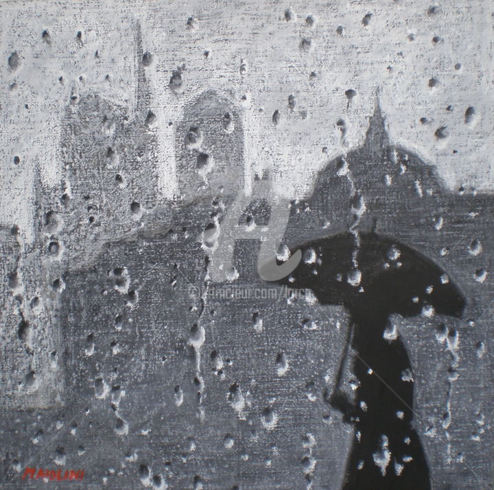 Painting titled "SOUS LA PLUIE" by Carlo Maiolini, Original Artwork