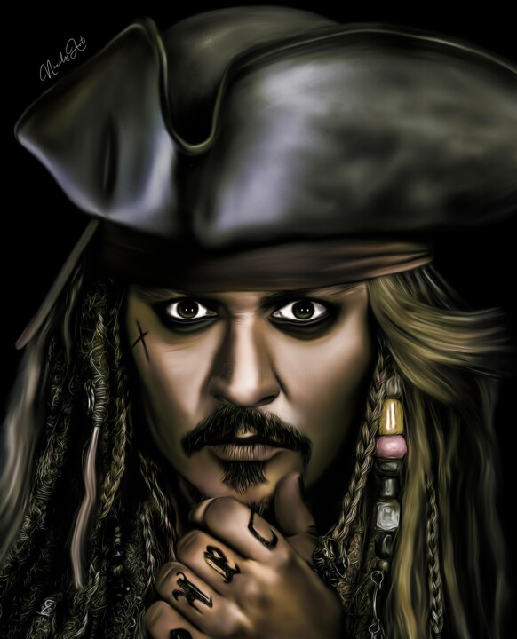 Arts numériques intitulée "Capt. Jack Sparrow" par Lord Amihere, Œuvre d'art originale, Peinture numérique