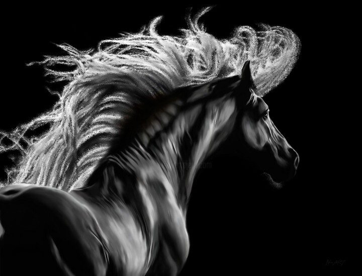 Digitale Kunst getiteld "Le Equus" door Lord Amihere, Origineel Kunstwerk, Digitaal Schilderwerk