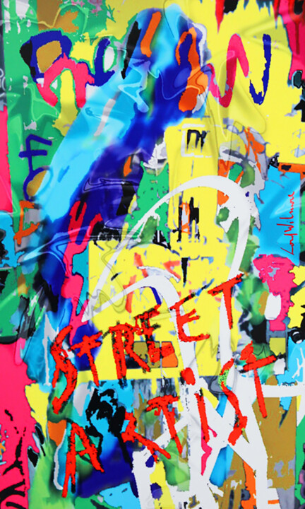 Arts numériques intitulée "STREET ARTIST" par Lord Wilmore, Œuvre d'art originale, Peinture numérique Monté sur Châssis en b…