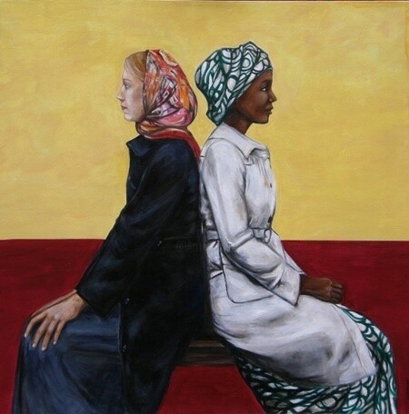 Painting titled "il foulard" by Loredana Albanese, Original Artwork