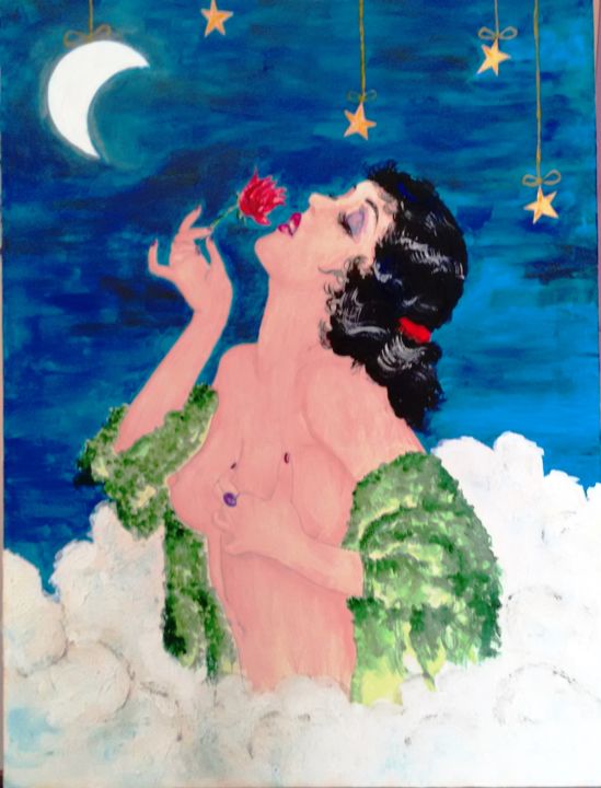 Painting titled "BLUE MOON" by Loredana Giannuzzi, Original Art, Acrylic