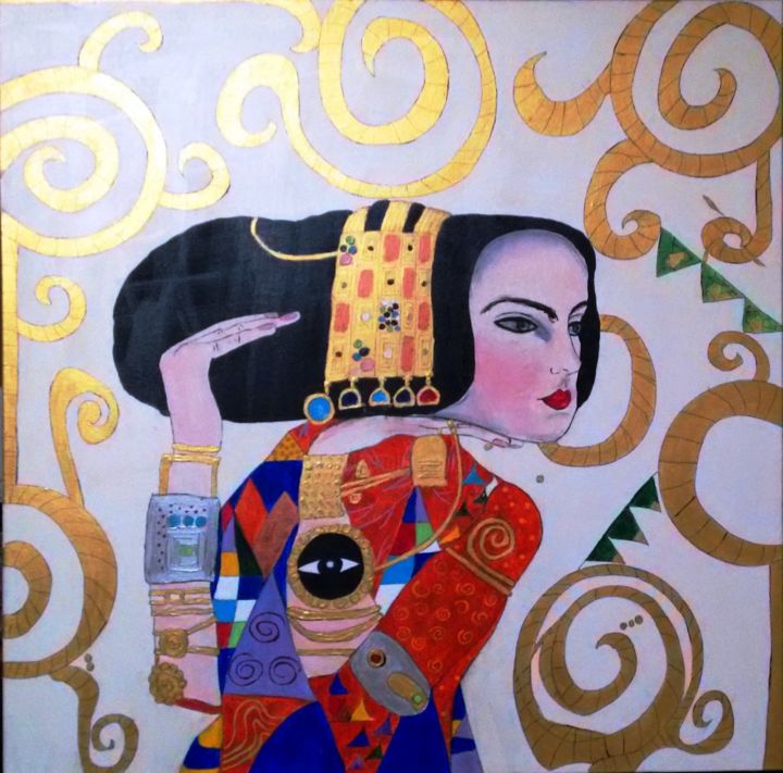 Painting titled "ISPIRATION KLIMT" by Loredana  Giannuzzi, Original Artwork, Acrylic