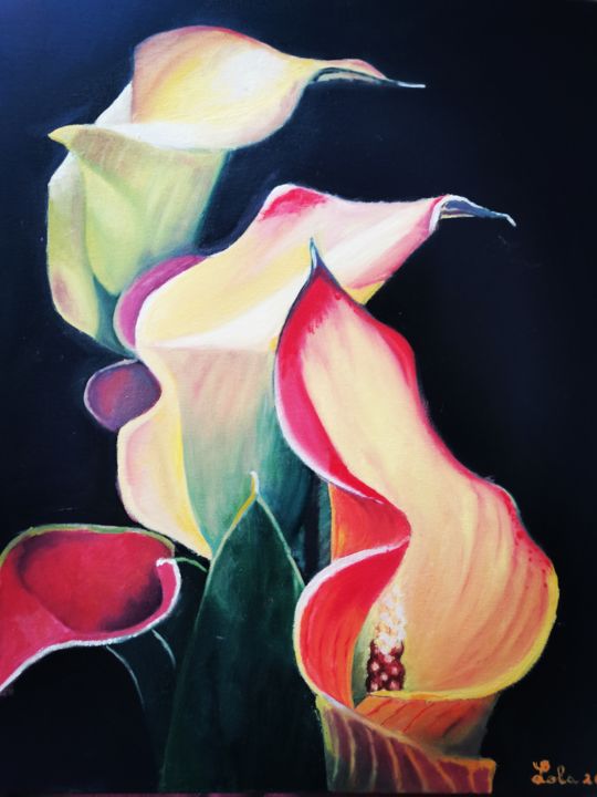 Painting titled "Color flowers" by Loredana Lola, Original Artwork, Oil