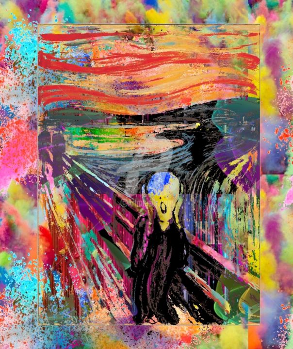 Digital Arts titled "Scream - Le cri de…" by Loredana Romano, Original Artwork, Digital Painting Mounted on Wood Stretcher f…