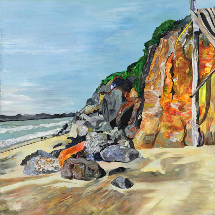 Painting titled "Beachscape 1" by Lorelei Linklater, Original Artwork, Acrylic