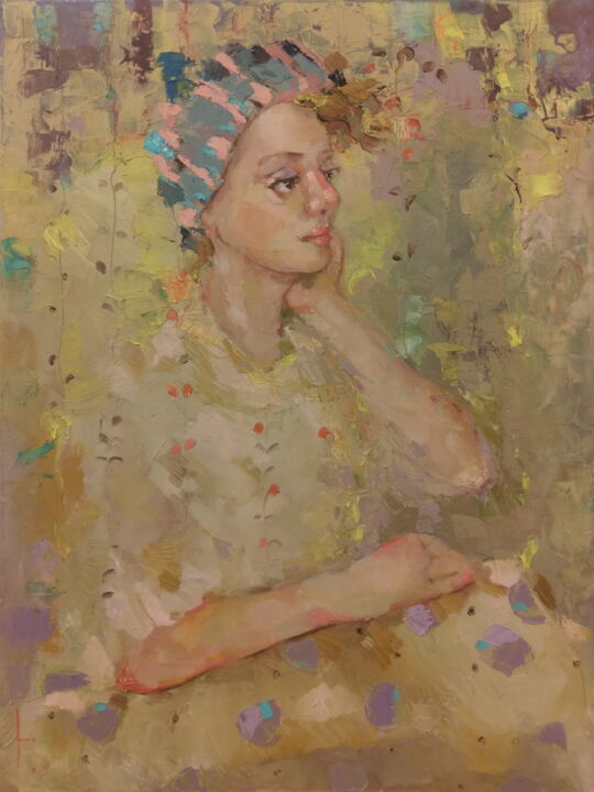 Painting titled "Yellow soiree" by Lorena Iavorschi, Original Artwork, Oil