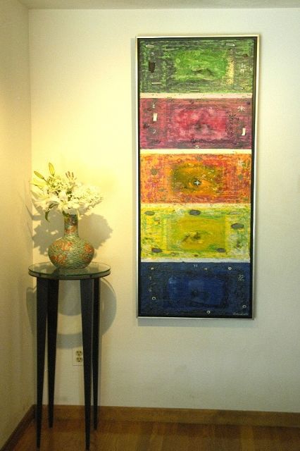 Painting titled "les 5 éléments" by Lorenadia Vidoni, Original Artwork