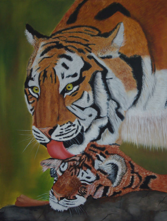 Peinture intitulée "tigres.jpg" par Lorène Jourdain, Œuvre d'art originale, Acrylique