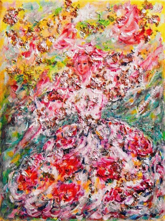 Painting titled "The Roses Fall from…" by Lorenzina B, Original Artwork, Acrylic