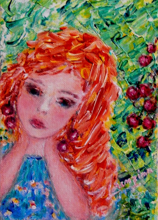 Painting titled "Sweet Cherries" by Lorenzina B, Original Artwork, Acrylic