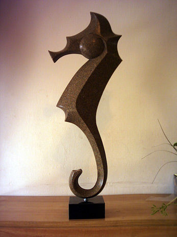 Sculpture titled "Hippocampus con pea…" by Jaime Lorenz Baeta, Original Artwork