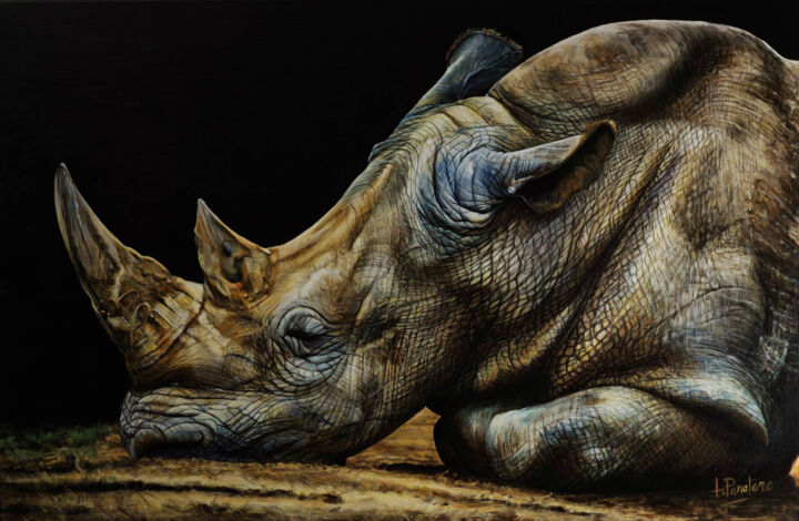 Painting titled "Le Rhinocéros" by Lorenze Paratore, Original Artwork, Acrylic