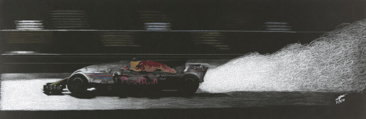 Dessin intitulée "wet Red Bull F1" par Lorenzo Benetton, Œuvre d'art originale, Crayon