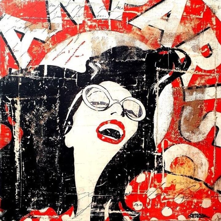 "WOMAN IN RED" başlıklı Baskıresim Lorenzo Crivellaro tarafından, Orijinal sanat, Serigrafi