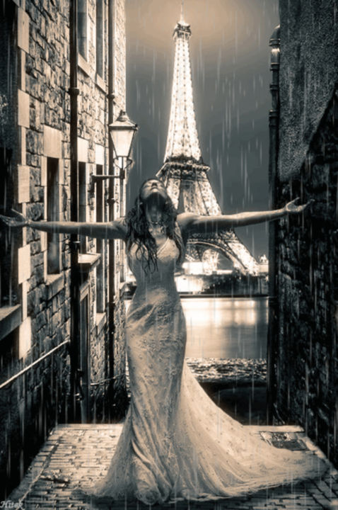 Digital Arts titled "paris-sous-la-pluie" by Hitek, Original Artwork