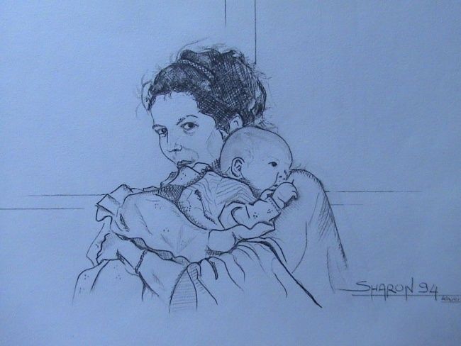 Peinture intitulée "mother and child sk…" par Sharon Legendre, Œuvre d'art originale