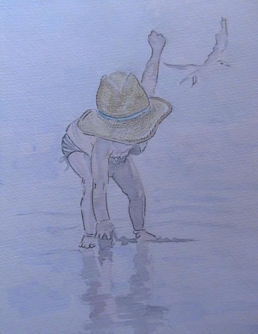 Painting titled "child with hat" by Sharon Legendre, Original Artwork