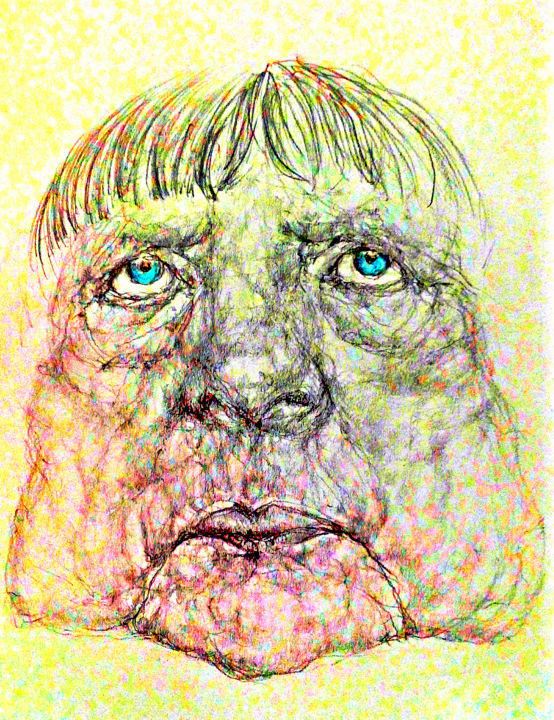 Drawing titled "A. Merkel ,Caricatu…" by Florian T, Original Artwork, Pencil