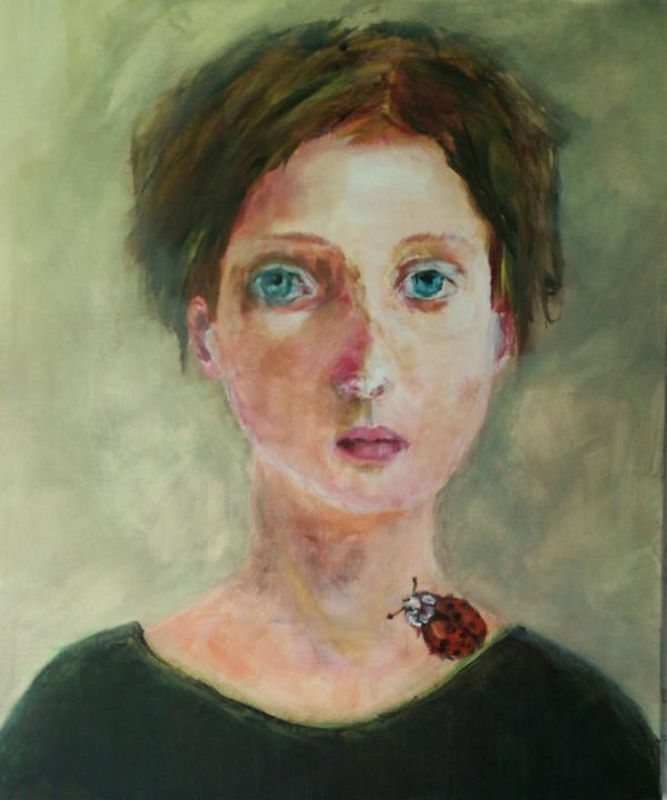 Painting titled "La femme à la cocci…" by Martine Swynghedauw, Original Artwork, Acrylic