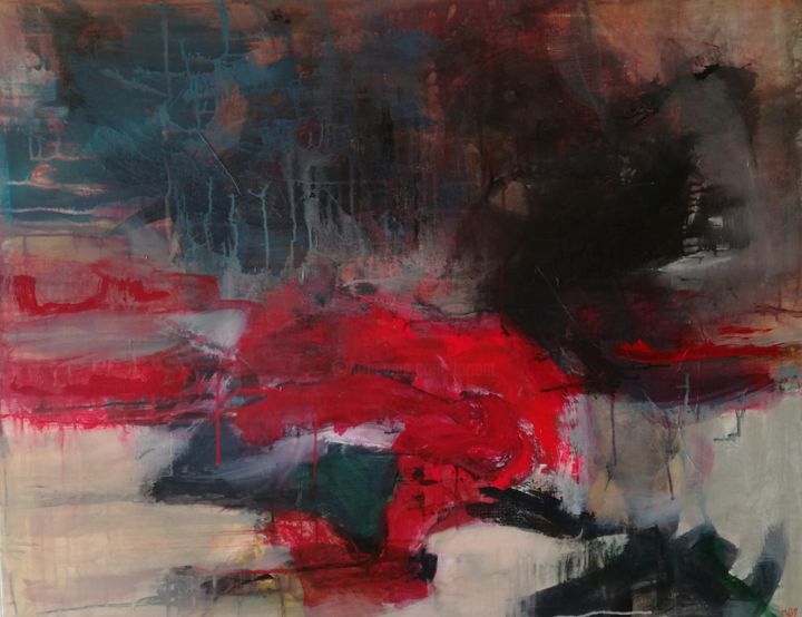 Pintura intitulada "Rouge et noir" por Martine Swynghedauw, Obras de arte originais, Acrílico