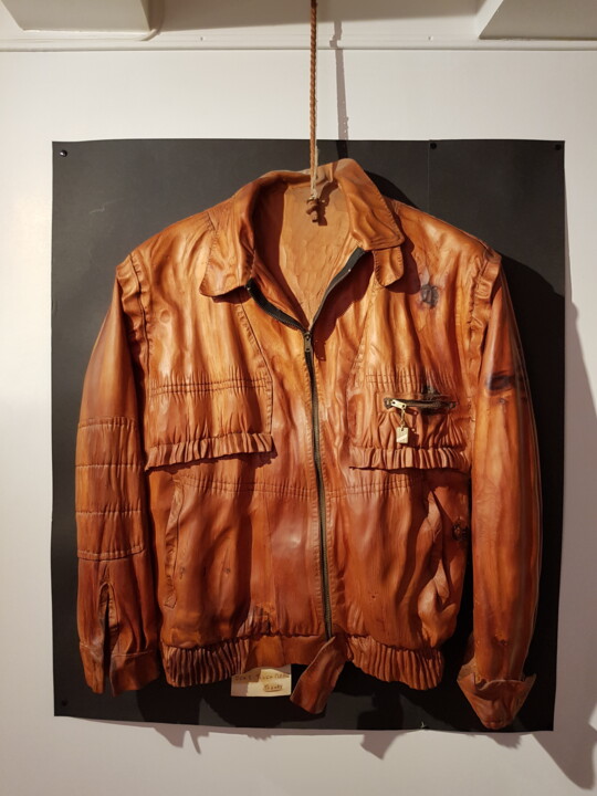 Γλυπτική με τίτλο "Casual jacket" από Loris Marazzi, Αυθεντικά έργα τέχνης, Ξύλο