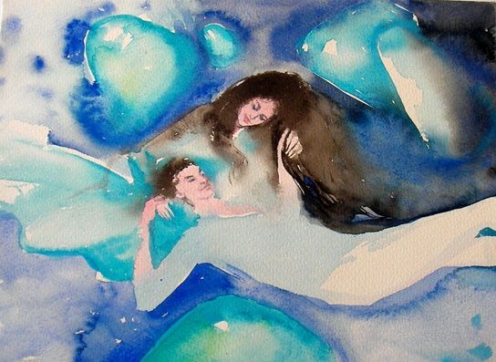 Картина под названием "Серия"Магия любви в…" - Larisa Ilchenko, Подлинное произведение искусства, Акварель