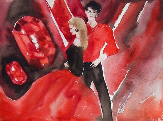 Картина под названием "Рубин" - Larisa Ilchenko, Подлинное произведение искусства, Акварель