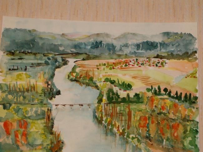 Painting titled "La Dordogne en auto…" by Ecaterina Lorinti, Original Artwork