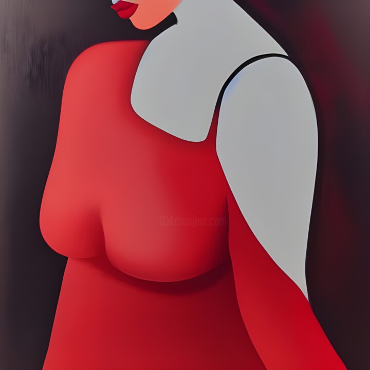 Digital Arts titled "Red Lips" by Lorraine Lyn, Original Artwork, AI generated image
