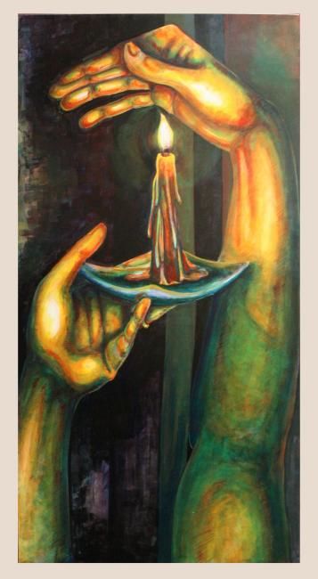 Painting titled "Una luce" by Loredana Mortellaro, Original Artwork