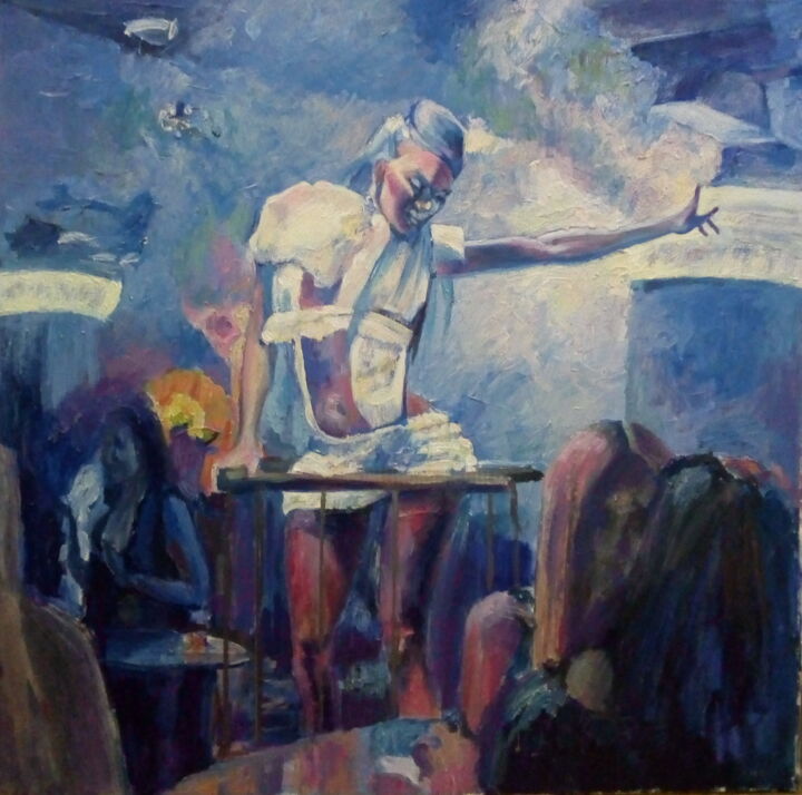 Картина под названием "Одна в танце" - Ольга Рощупкина (Лотерман), Подлинное произведение искусства, Масло