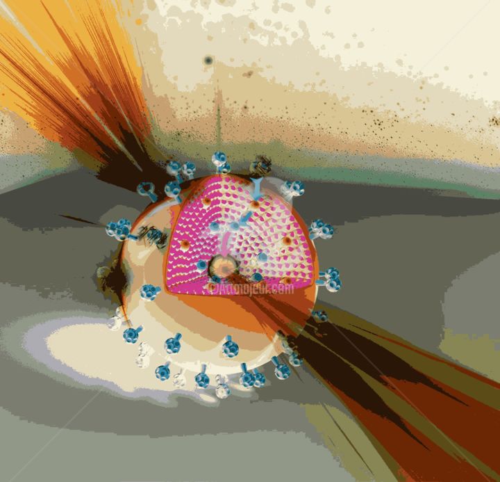 Digitale Kunst mit dem Titel "Nanomolécule sphéri…" von Xp4 Planétaire, Original-Kunstwerk, 2D digitale Arbeit