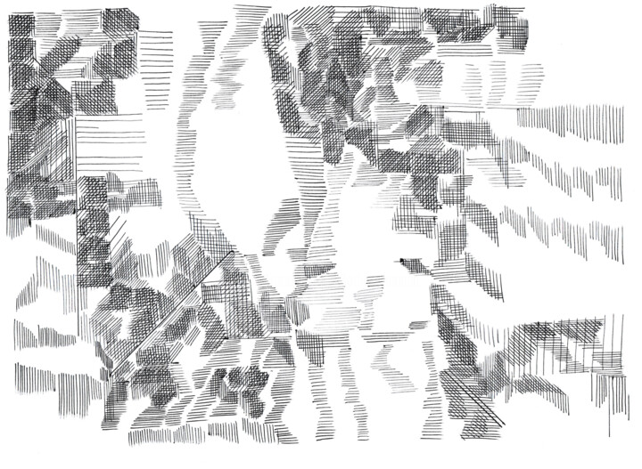 Zeichnungen mit dem Titel "no machine / 12 / 24" von Lothar Neumann, Original-Kunstwerk, Kugelschreiber