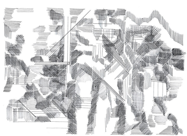 Zeichnungen mit dem Titel "no machine 20/24" von Lothar Neumann, Original-Kunstwerk, Kugelschreiber