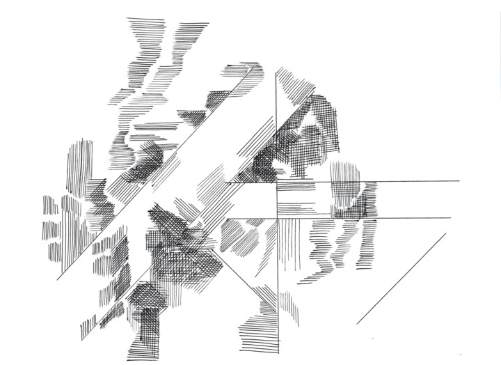 Tekening getiteld "no machine 23/24" door Lothar Neumann, Origineel Kunstwerk, Balpen