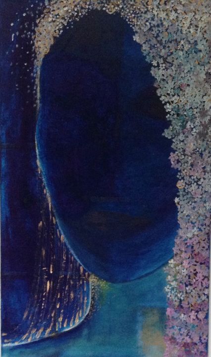 Pintura titulada "Frau in Blau" por Charlotte Ramakers, Obra de arte original, Acrílico