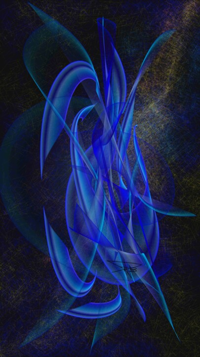 Digital Arts titled "Bleu iconique" by Lotus20artabstrait, Original Artwork, Digital Painting