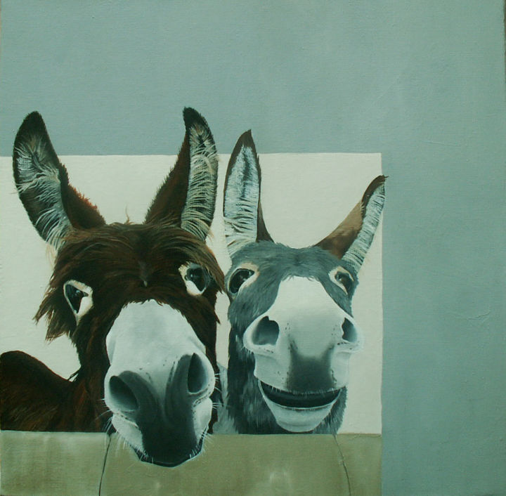Peinture intitulée "une-paire-d-anes.jpg" par Lou Auvray, Œuvre d'art originale,