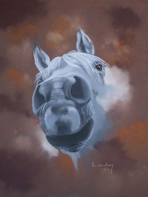 Peinture intitulée "portrait-equin.jpg" par Lou Auvray, Œuvre d'art originale