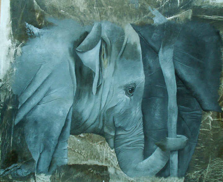 Peinture intitulée "elephant.jpg" par Lou Auvray, Œuvre d'art originale